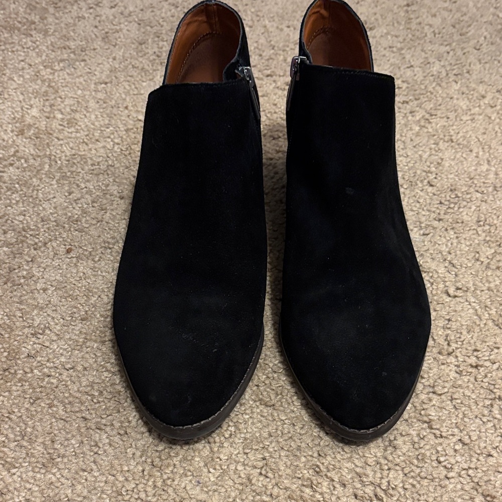 Lucky Brand Booties Black Suede Slip-On Chelsea Boots